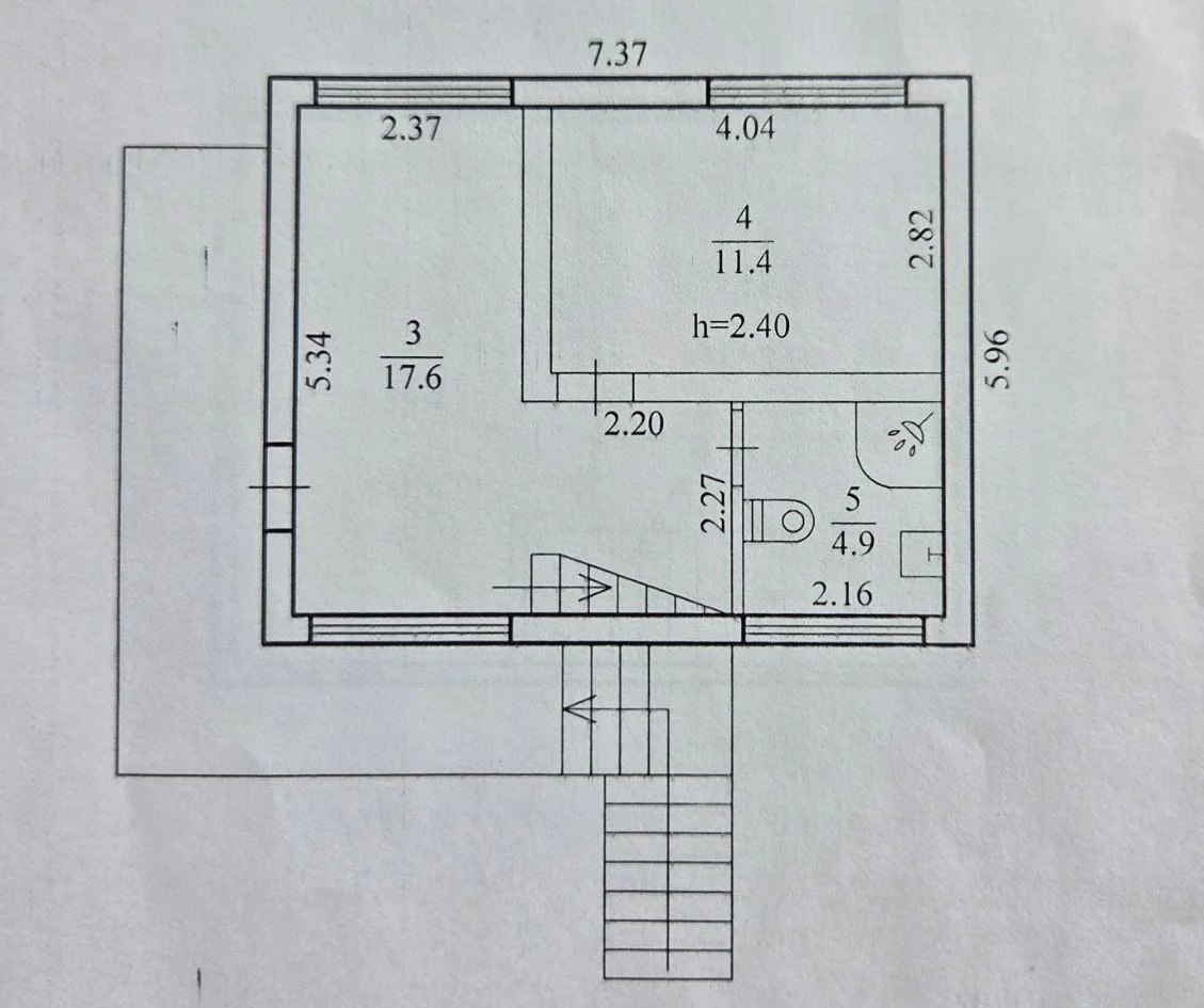План першого поверху житлового двоповерхового будинку