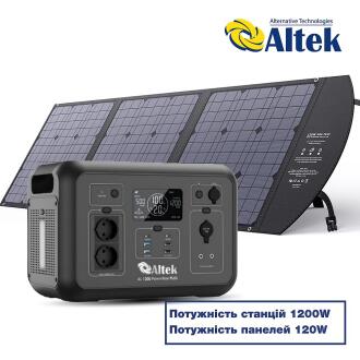 Комплект зарядна станція AL 1200 PowerBox Plus + панель розкладна 120W ALT-120, чорна Altek 2117048