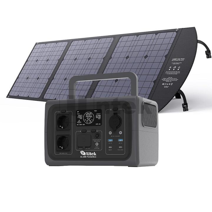 Фото 1 - комплект зарядна станція AL 600 PowerBox + панель розкладна 120W ALT-120, чорна Altek 2117052 Комплект зарядна станція AL 600 PowerBox + панель розкладна 120W ALT-120, чорна Altek 2117052 (фото 1)